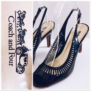 Coach and Four Black Patent 7.5  Pumps